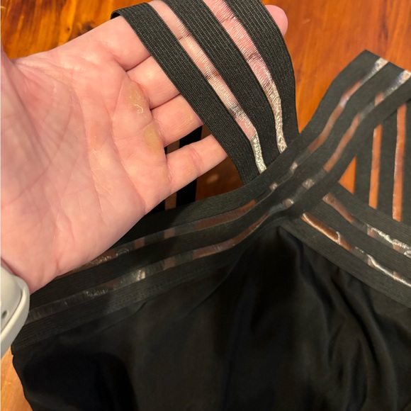 NWOT Black mesh halter cross front bathing suit M - Picture 6 of 6